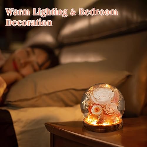 Miniatura 6 de Regalos para mujer, mamá, abuela, esposa, rosas preservadas en cúpula de cristal para regalos de cumpleaños, Navidad, aniversario, boda, Acción de