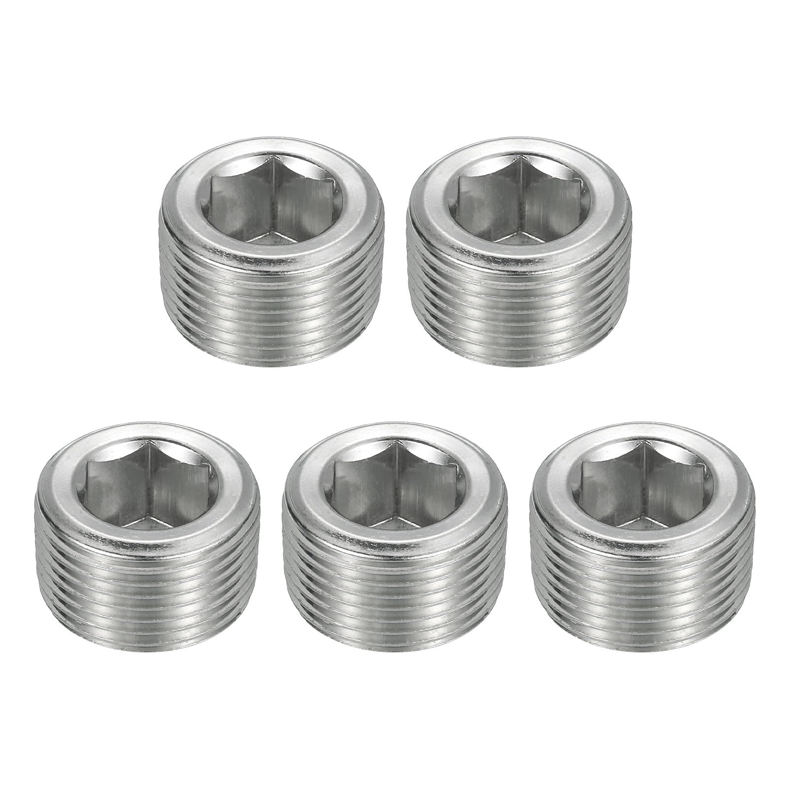QUARKZMAN 5 tappi per tubi filettati maschili, NPT 3/4", in acciaio inox, per raccordi e guarnizioni, colore: argento