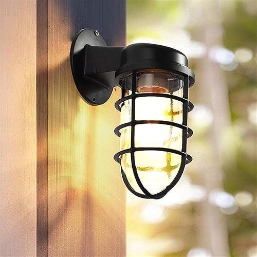 Miniatura 3 de Creative Wrought Iron Glass Wall Lamp, Retro Industrial Style Wall Sconce for Bar and Bedroom, E27 Illumination (White, Black)