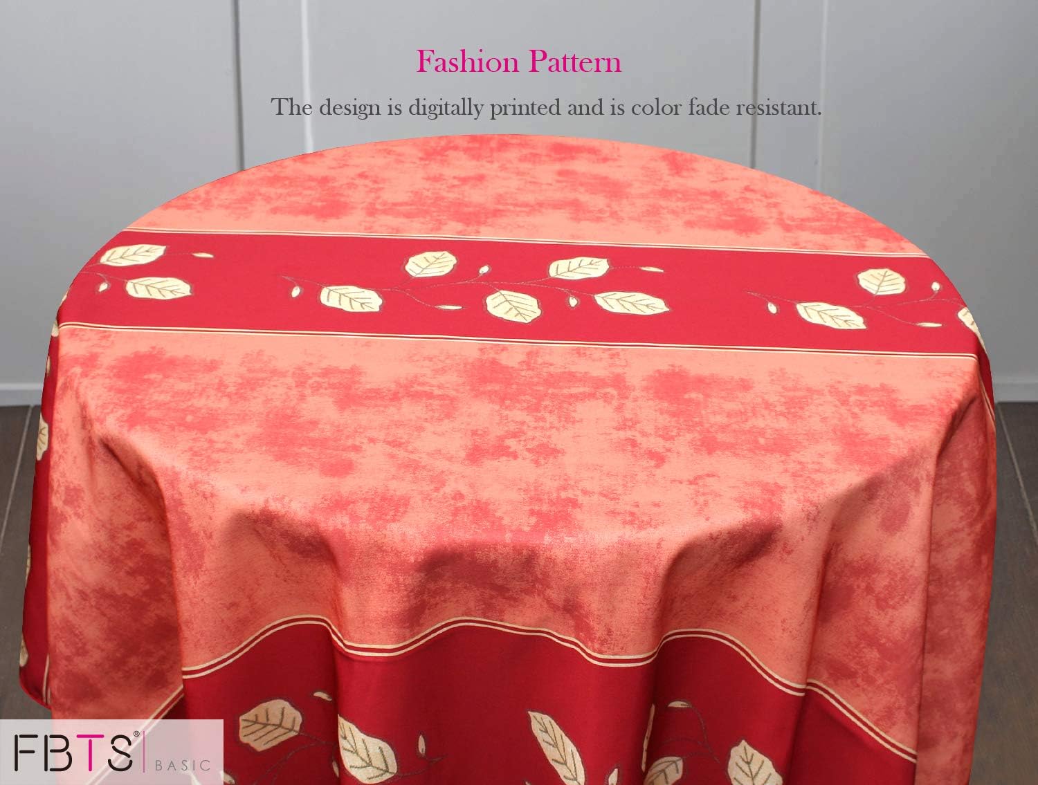 Tablecloth Round 71x71 inch Red Floral Pattern Water Resistant and Stain Resistant Table Cover