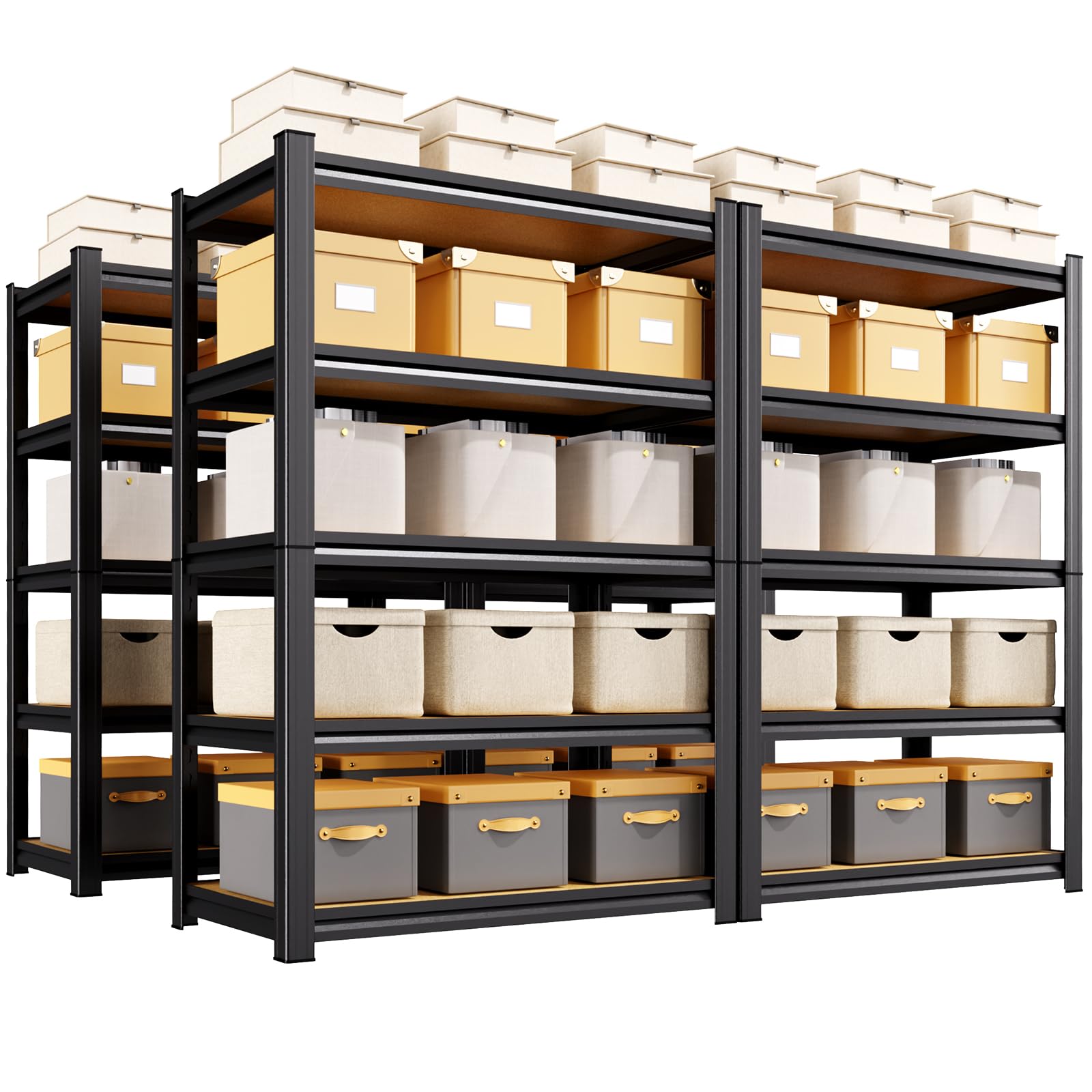 Set of 4 71"H Garage Shelving-5 Tier Garage Storage Shelves,Adjustable Heavy Duty Metal Shelving Unit and Storage Large Rack,Utility Steel Shelf For Warehouse Industrial Pantry Basement 71"x32"x14"