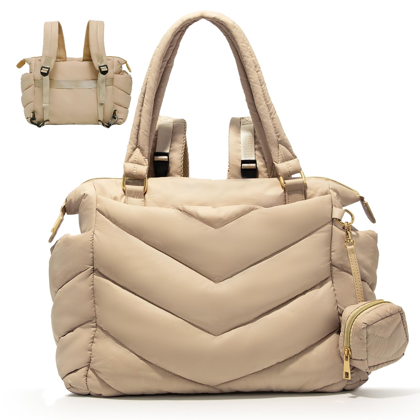 MISS FONG Borsa per il cambio del bambino, grande borsa fasciatoio con ampia apertura, zaino da viaggio con fasciatoio pieghevole, cinghie per passeggino, custodia per ciuccio per mamme e papà