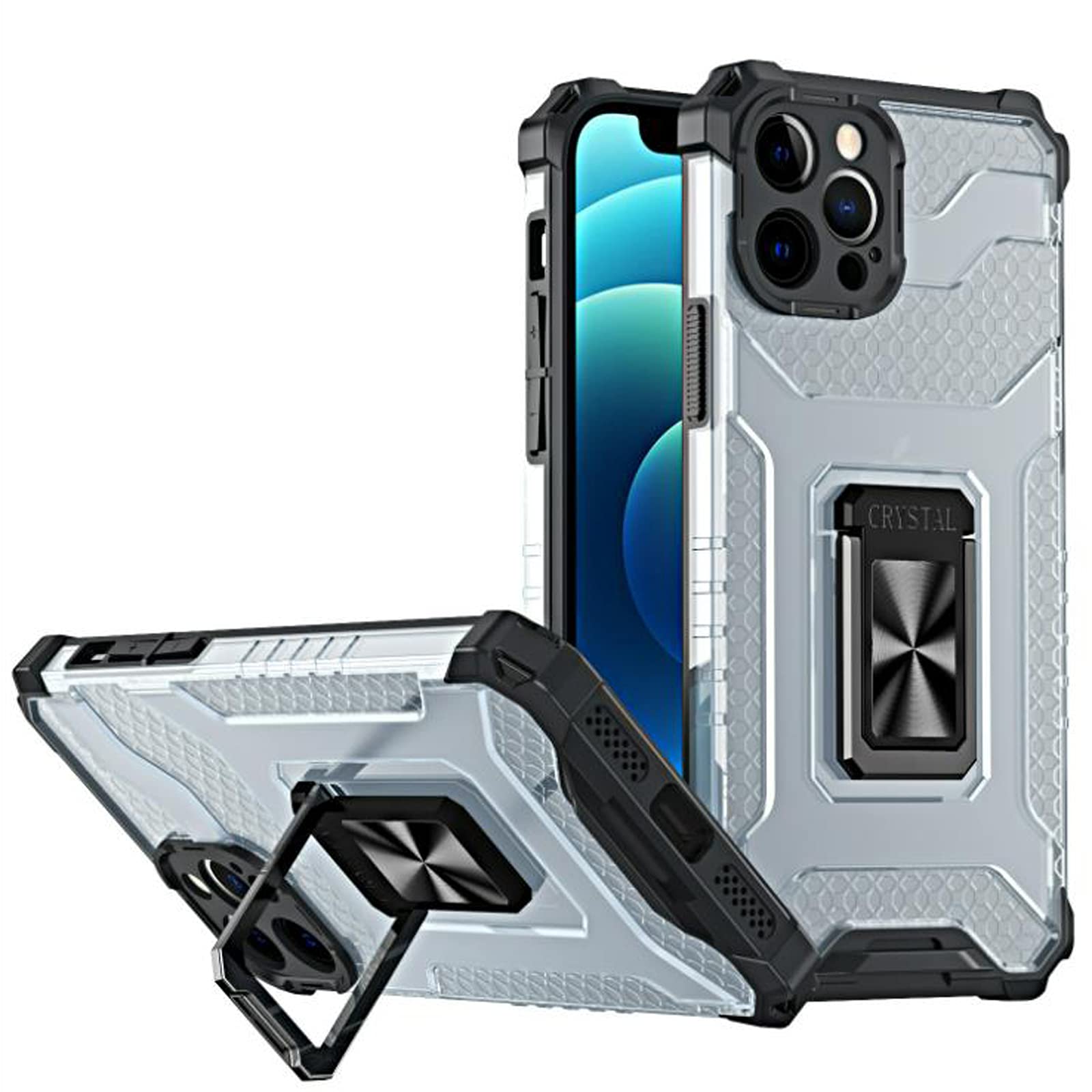 Compatible with iPhone 13 Pro Max Case-Cool Mech-Car Magnetic Absorption-Shock Absorption and Drop-Ring Bracket-Honeycomb Heat Dissipation- for iPhone 13 Pro Max Mobile Phone Case (Black2)