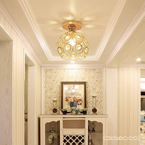 Miniatura 2 de Mini lámpara de araña dorada, luz de techo de cristal, luces de pasillo semiempotradas, cubiertas de lámpara de araña pequeñas de metal hechas a