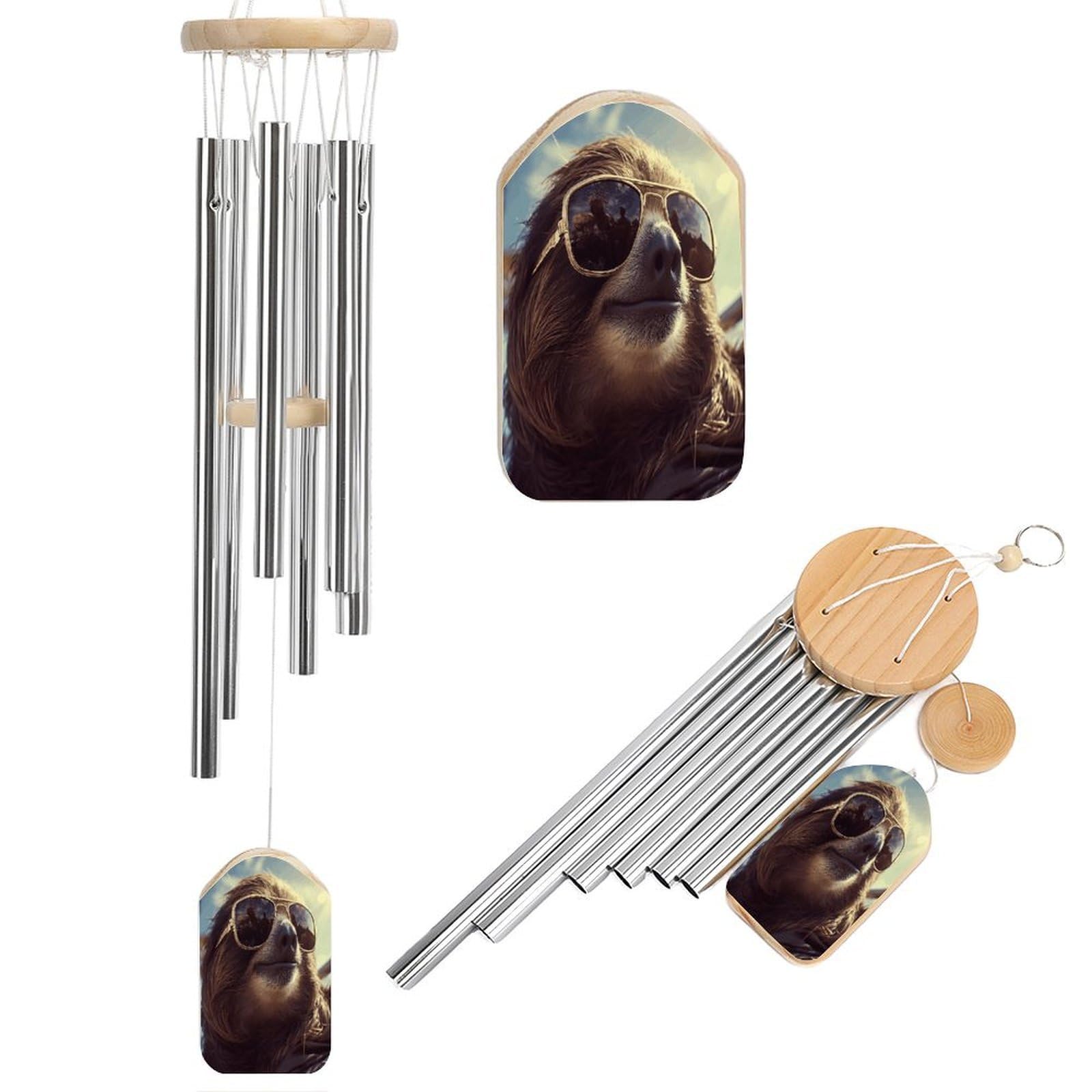 Adfgyerh Style Sloth With Sunglasses Wind Chimes For Outside, Memorial Windchimes Deep Tone Soothing Melodic Tones, Sympathy Wind Chimes For Patio Home Or Garden Decor