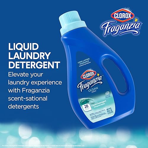 Miniatura 3 de Clorox Fraganzia - Detergente líquido para ropa en aroma oceánico, 40 onzas, compatible con HE para todas las lavadoras de carga frontal y superior,