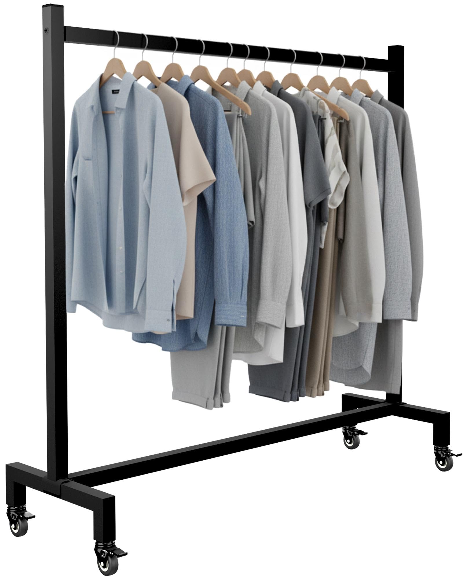 CLP Appendiabiti su Ruote Gisborne con Ruote in Acciaio e Gomma, attaccapanni Stretto per Ingresso, Camera, Cabina Armadio e Boutique, Mobile, Colore:Nero, Dimensione:120x38x120