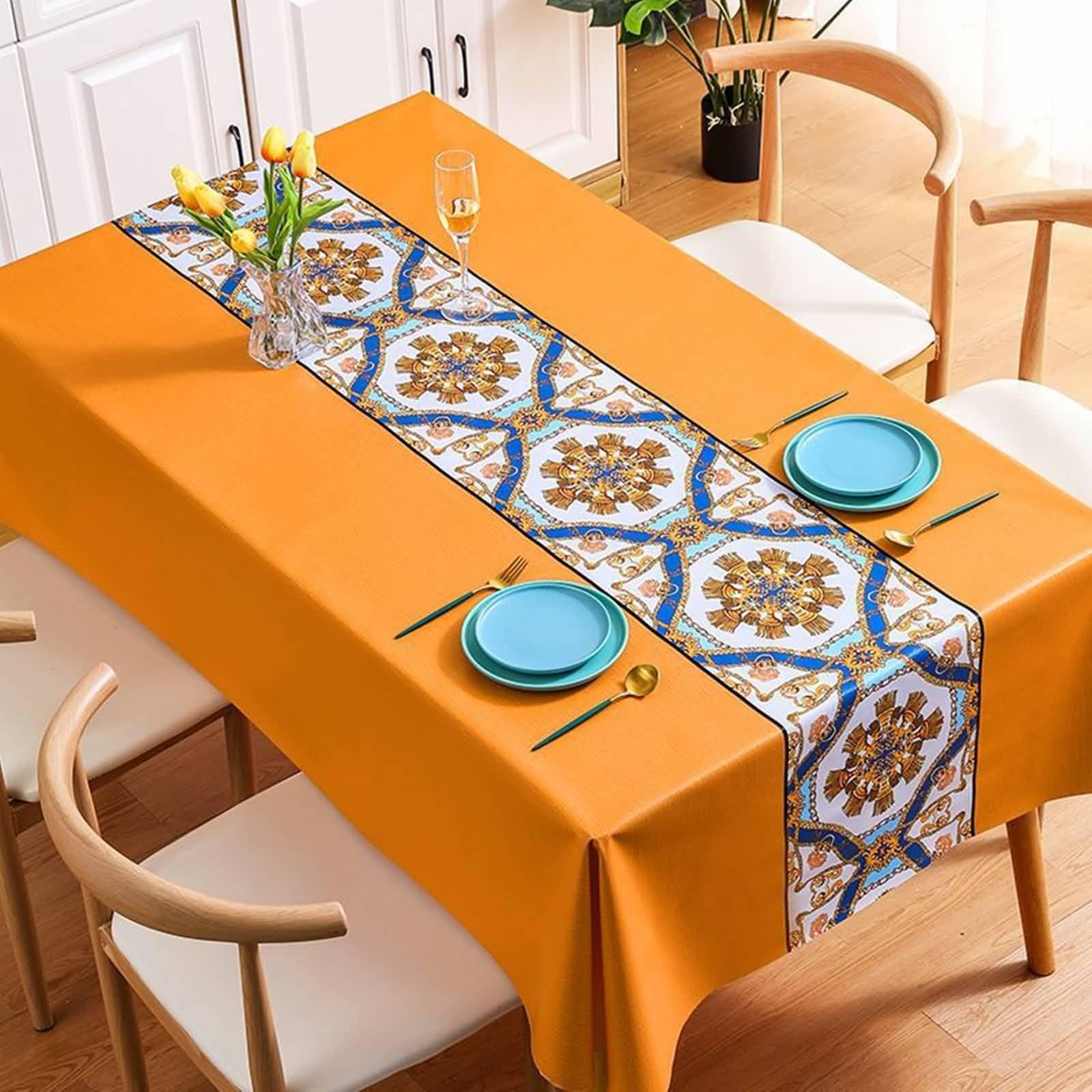 Nappe rectangulaire 140x220 cm Beydodo en toile cirée imperméable au style européen