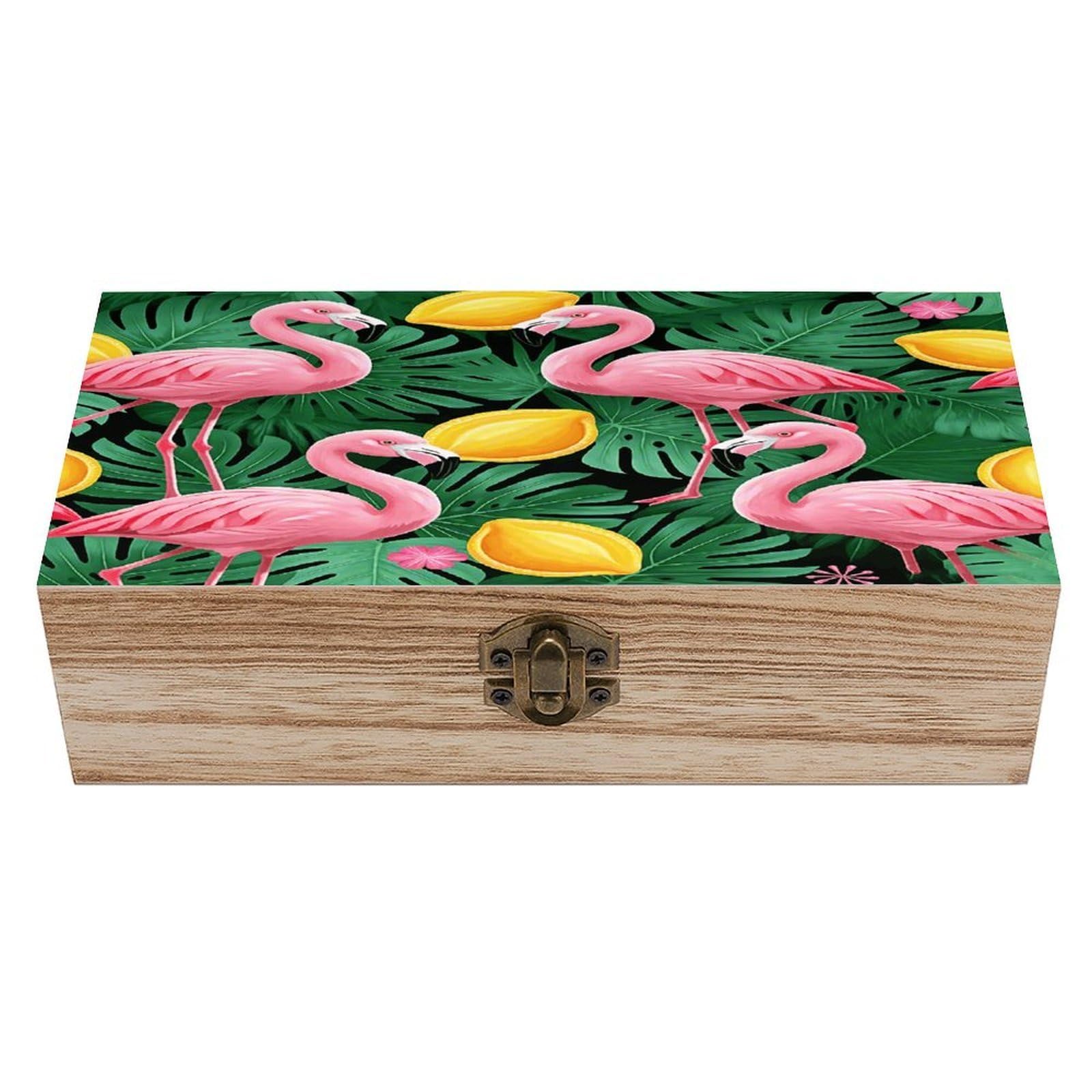 VstaDank Cute Flamingo Wooden Storage Box Decorative Jewelry Case with Lids Exquisite Wood Box Letters Gifts Acacia Wood Boxes Fashion Wooden Keepsake Boxes for Men Women