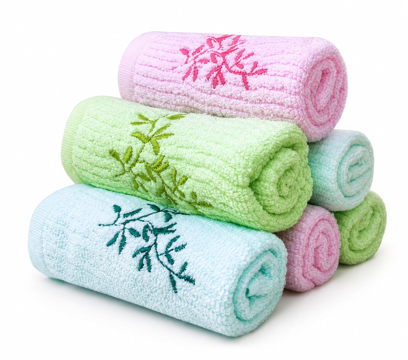 Premium Soft Face Towels for Men & Women | Microfiber Hanky Towels (9 x 10 Inches) with Embroidered Floral Design | Super Absorbent, Quick Dry | Multicolour | 12 Pieces-image-30