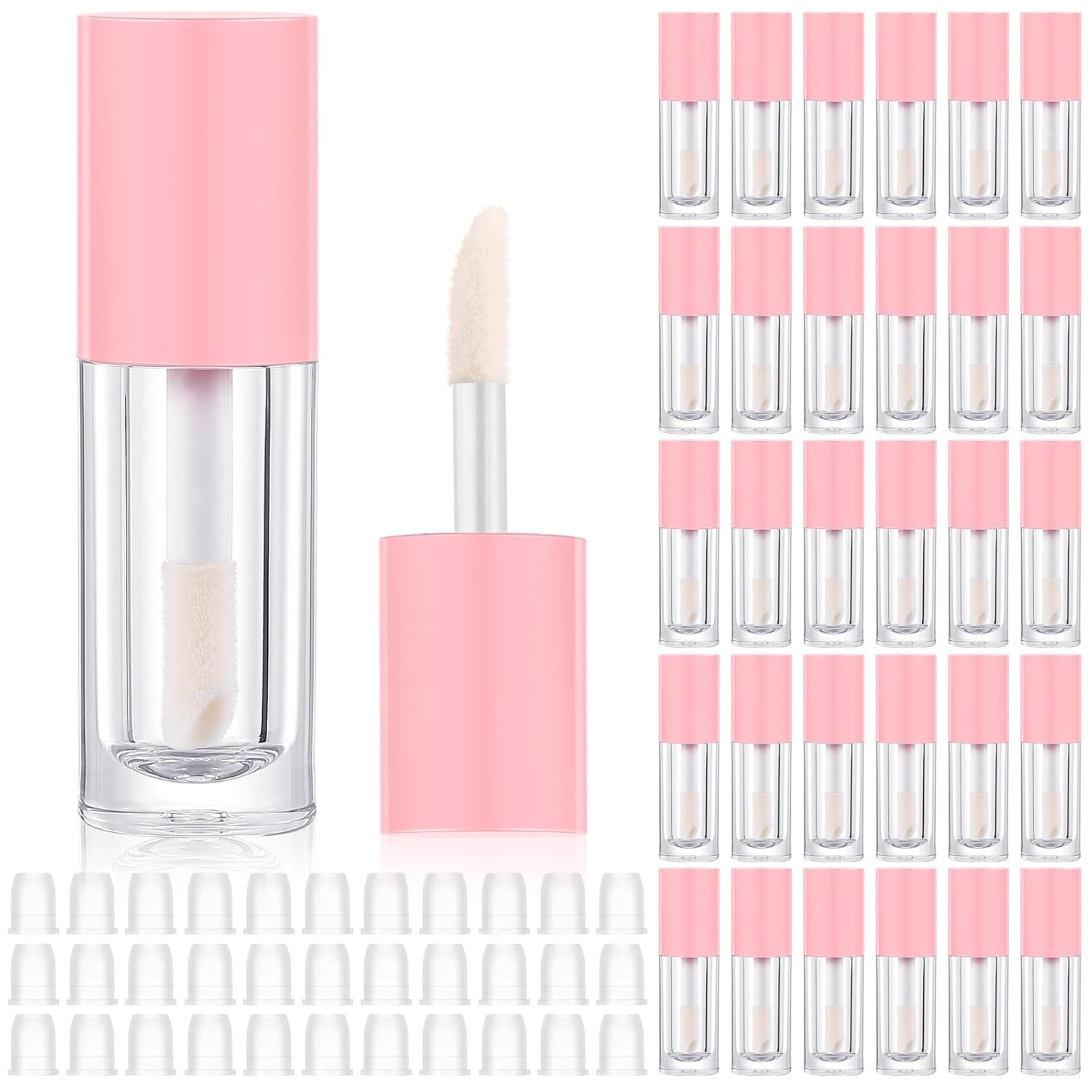 Tatuo 30 Pcs Colorful 6ml Empty Lip Gloss Tubes with Wand Bulk Lip Refillable Gloss Containers Cosmetic Bottles with Rubber Stoppers for Lipstick Eyelash Growth Liquid DIY Makeup Kit