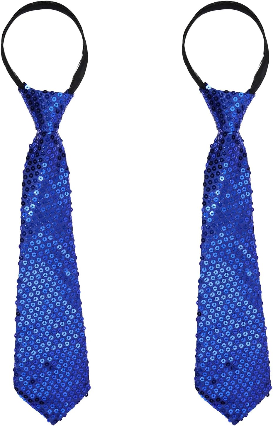 PENTA ANGEL Men Sequin Tie 2Pcs Adjustable Zipper Shine Neckties for Women Adults Halloween Wedding Graduation Party Costume