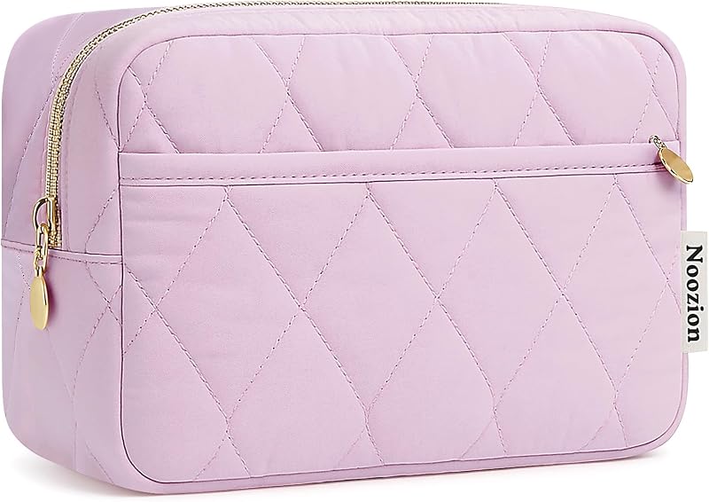Necessaire de maquiagem Noozion em nylon roxo com bolsos internos e zíper