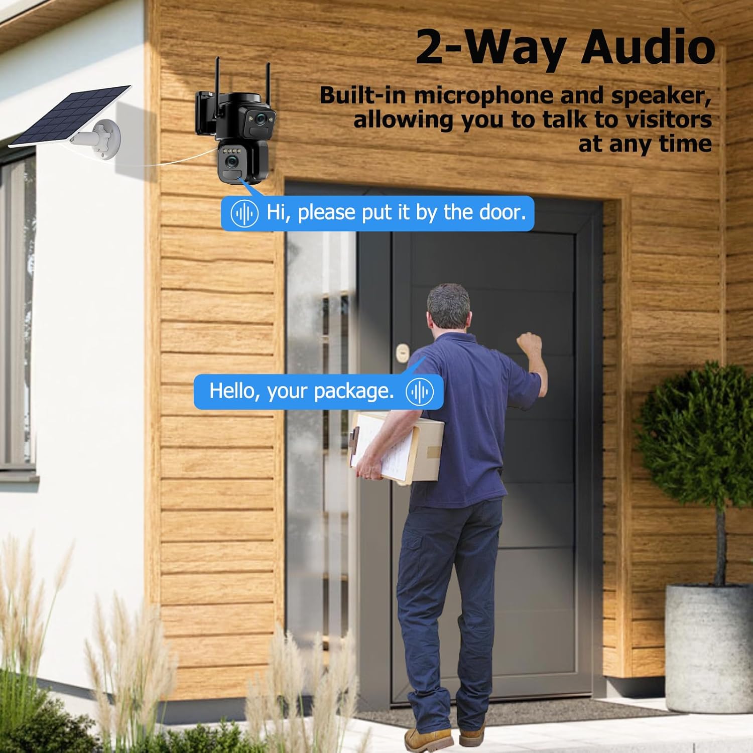 Uniter Dual Lens Solar Security Cameras Wireless Outdoor,5G/2.4G WiFi, 360° View Pan/Tilt Home Security Camera with 6MP Color Night Vision/PIR Motion Detection/Spotlight Siren/2-Way Audio(2Pack)