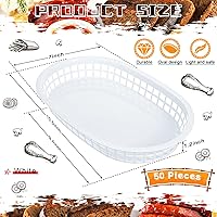 Vista 2 de Hsei Paquete de 50 cestas de comida rápida de 10.5 x 7 pulgadas, bandejas de plástico ovaladas para servir alimentos, cestas de pan reutilizables