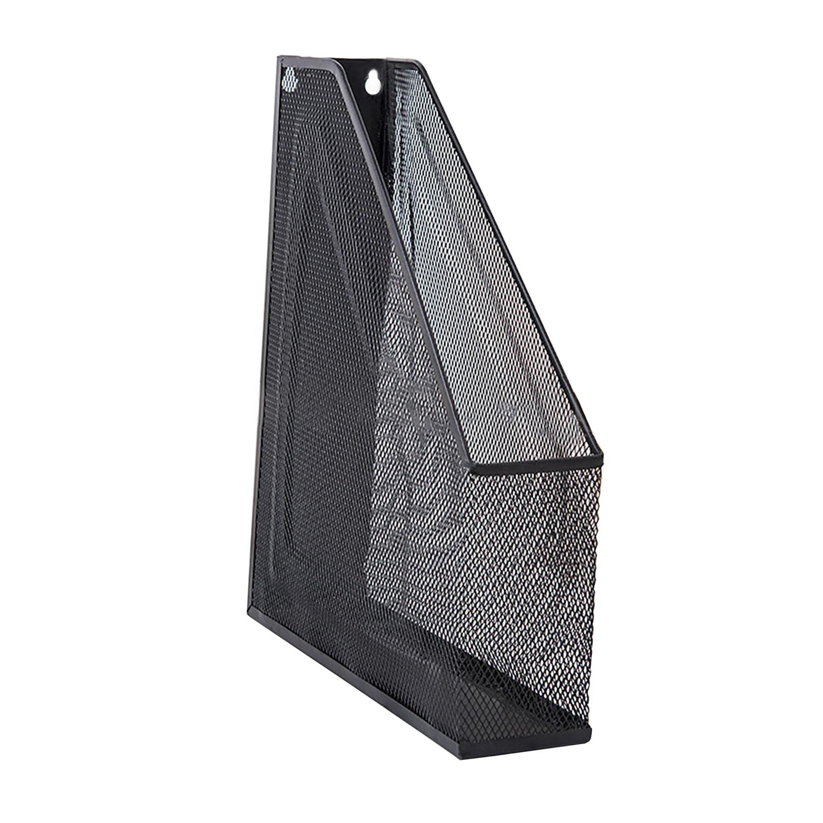HEAVENGLOW Metal Magazine File Holder Container for Work Desktops Supplies Black-image-2