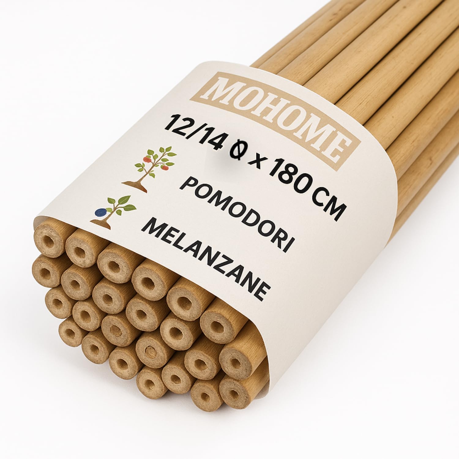 Canne Bambù Giardinaggio Naturali Set 25 Cannette 12/14 Ø x 180 cm Bastoncini Supporto Piante Orto Sostegni Tutore Pali Resistenti Rampicanti Giardino Pomodori Melanzane