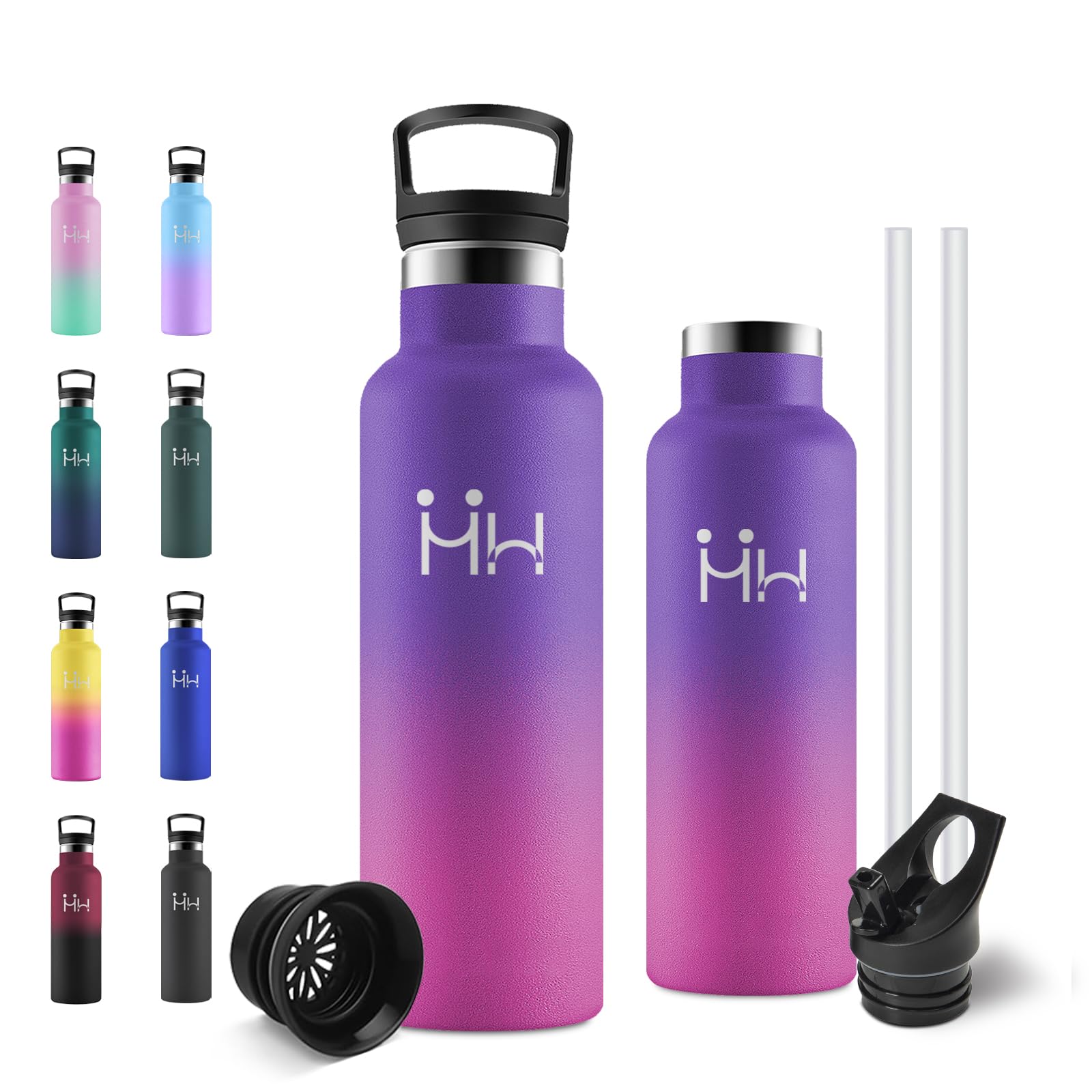 Insulated Water Bottle 500ml Stainless Steel with Straw, Double Layer, BPA Free, Water Bottles for Camping and School