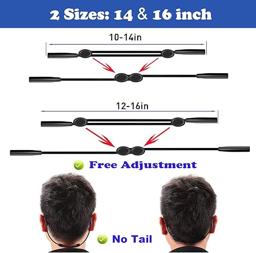 Miniatura 4 de Correa ajustable para gafas, correa deportiva para lentes de sol para hombres y mujeres, soporte para lentes de sol sin cola (4 unidades, negro)