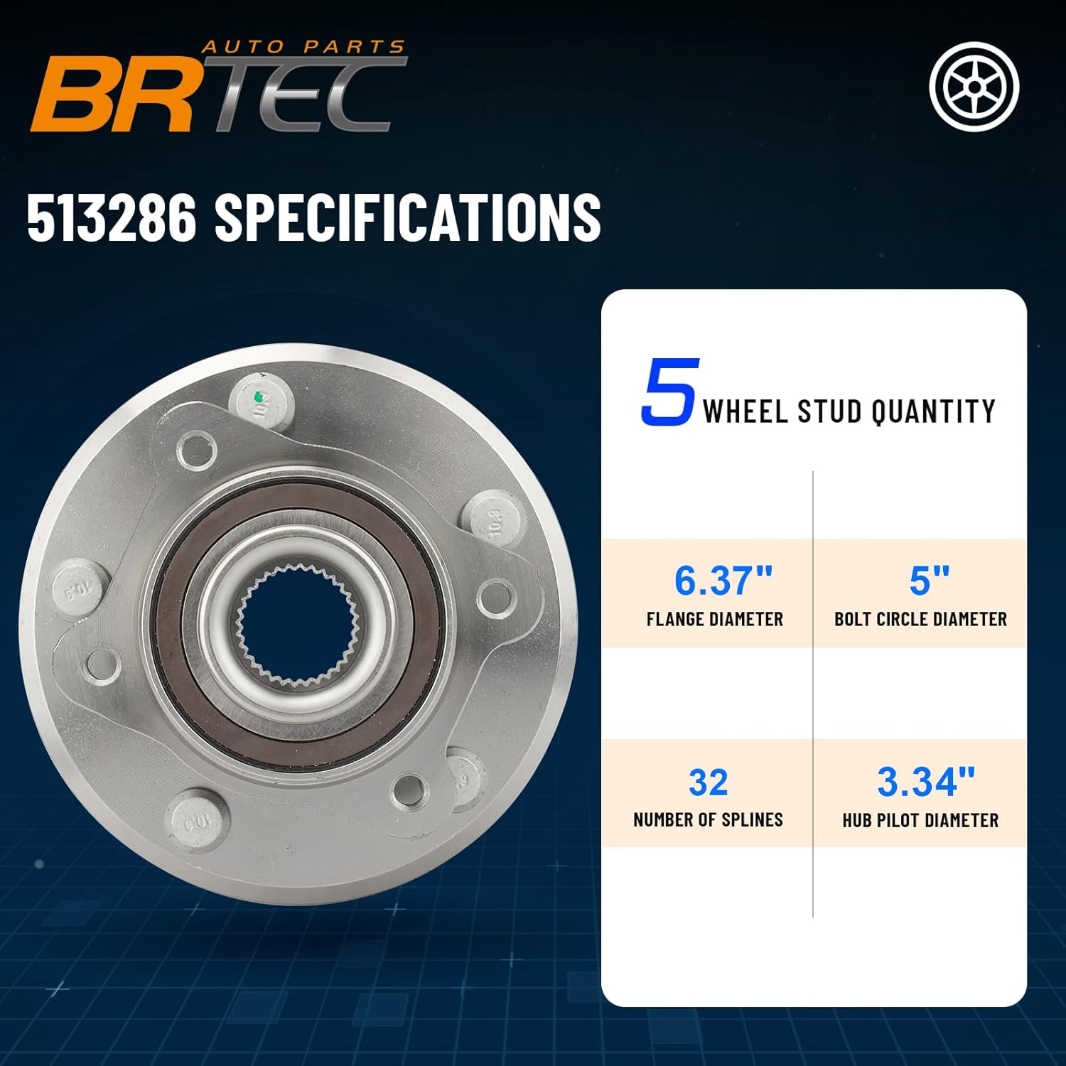 513286 Front Wheel Hub and Bearing Assembly for Dodge Journey 2009-2016, for Ram ProMaster 1500/2500 / 3500 2014-2015 5Lug W/ABS