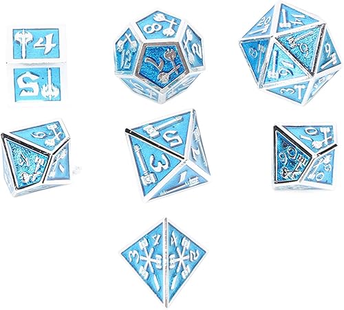 Miniatura 7 de Juego de dados de 7 piezas para niños juego de dados de metal poliédrico para fiesta azul