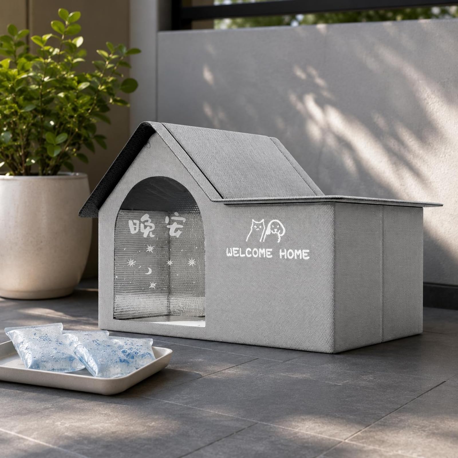 Gralara Niche Chat Rafraîchissante Effet Climatisé Igloo Chat Froid Fraîcheur Longue Durée Accessoire Accessoire pour Animaux pour Canicule, Grand