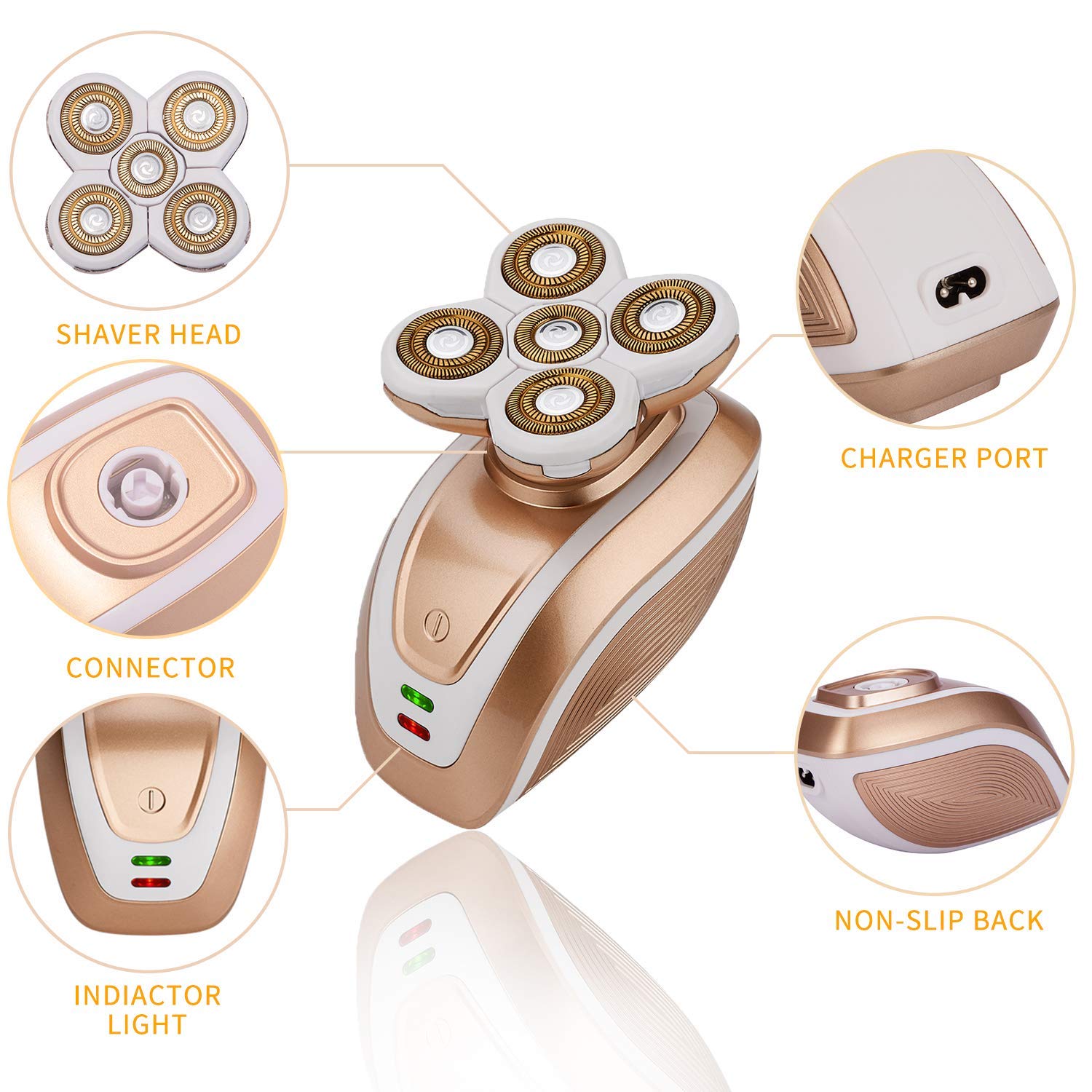 Afeitadora Eléctrica Para Mujeres 3 en 1 Afeitadora Eléctrica sin dolor Depiladora Cuerpo Cara Piernas y área del Bikini Recargable/Impermeable