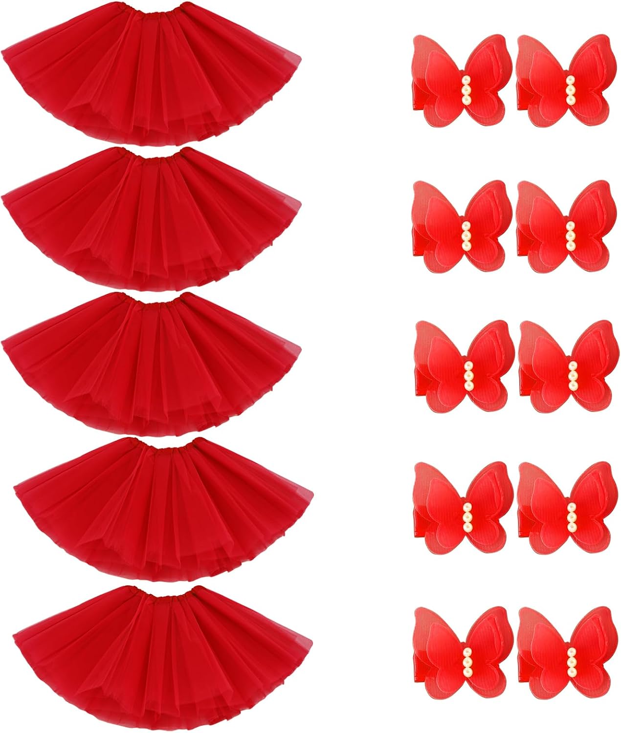 BGFKS Tutu Skirt for Girls,5 Pack Tutu Skirt Set with Hairclips for 2-8 Years.
