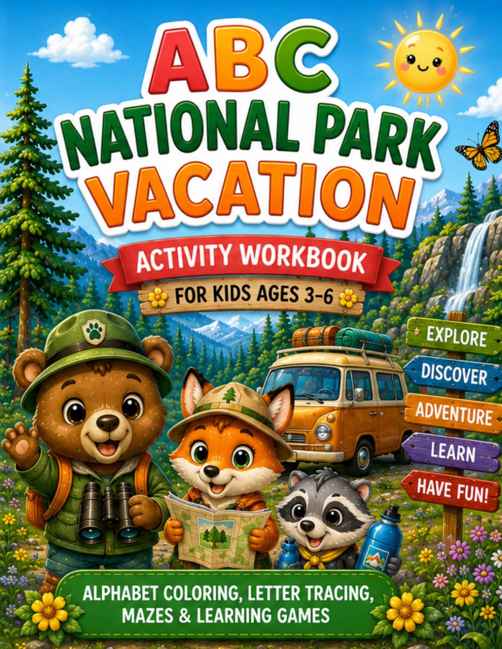ABC National Park Vacation Activity Workbook for Kids Ages 3–6: Alphabet Coloring, Letter Tracing, Mazes & Learning Games: A Fun Preschool Learning ... Activities (ABC Vacation Adventures Series)