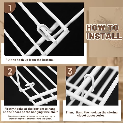 Miniatura 3 de Amylove 4 estantes colgantes de alambre de 24 pulgadas, estante largo de acero para colgar, estante de almacenamiento añadido, accesorio para