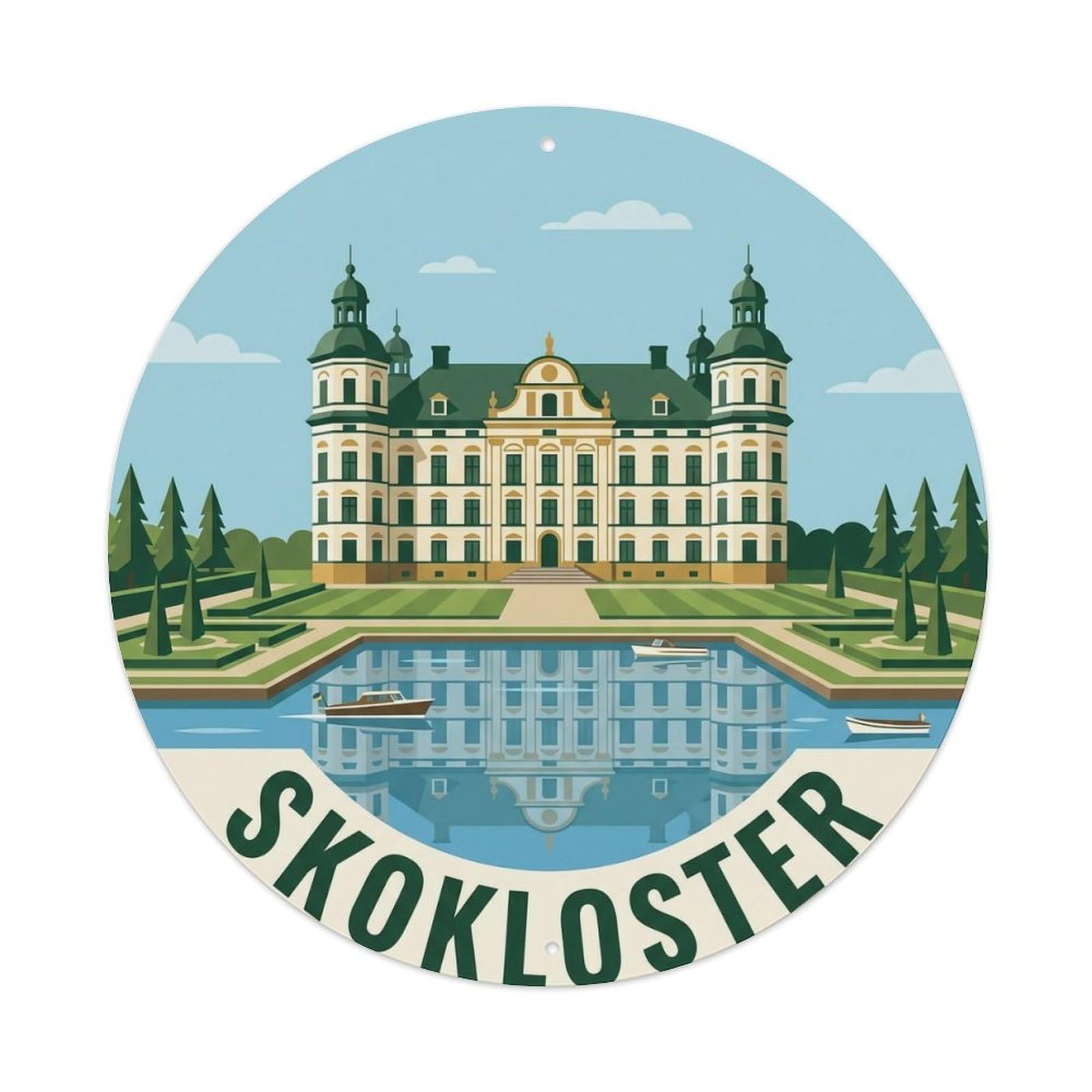 Okahys 8X8inch(20X20cm) Vintage Travel Skokloster Sweden Chateau Metal Tin Sign