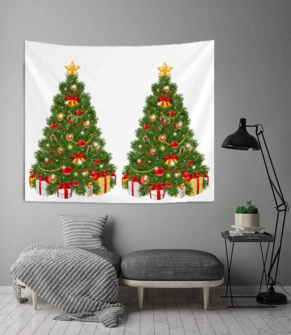 Amazon Co Jp Qjdndn クリスマスホリデータペストリークリスマスツリーリビングルームベッドルーム家の装飾壁掛け壁アートピクニックマット 230x150cm ホーム キッチン