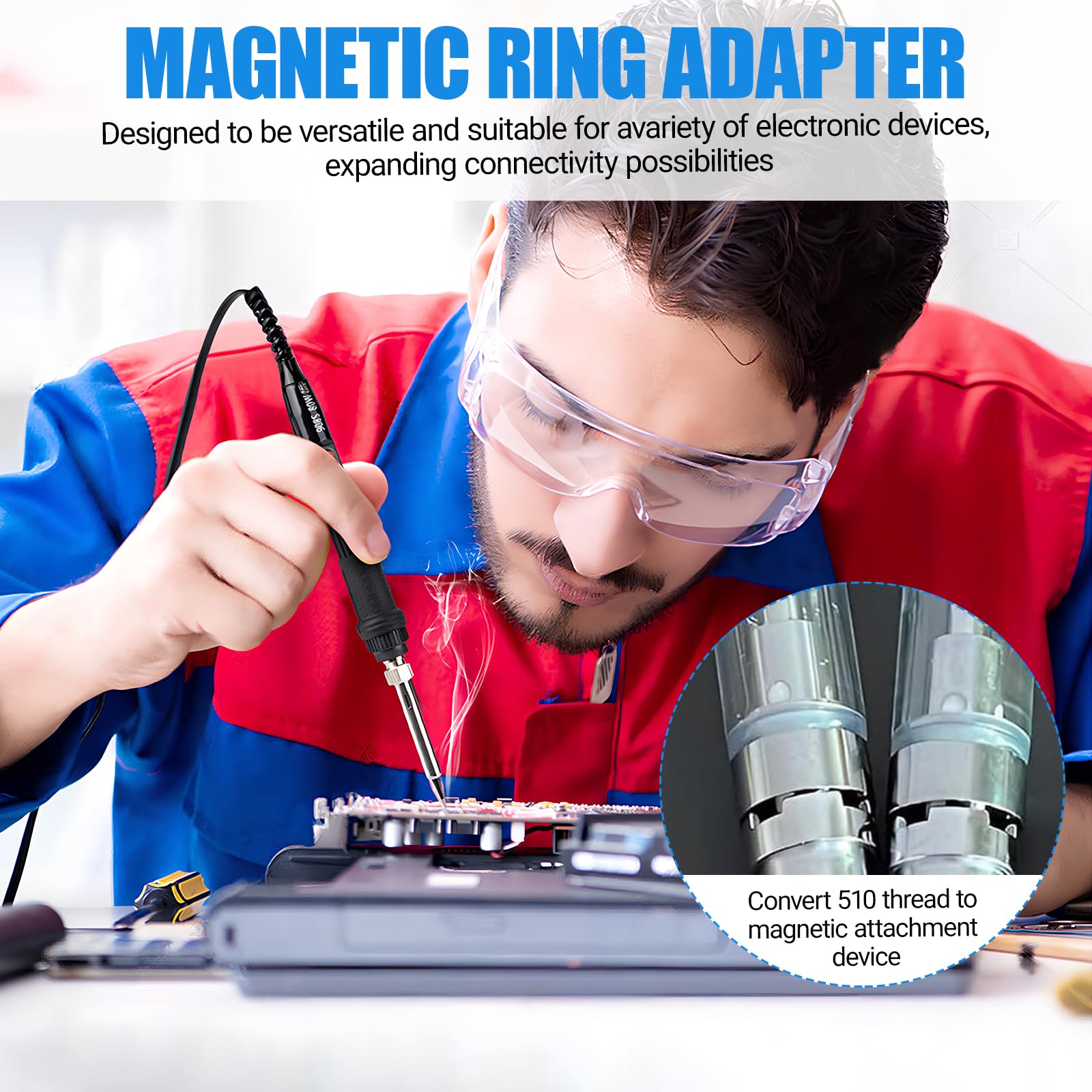 Magnetischer Adapter mit 510-Gewinde, Gewinde-Magnetadapter, Lötkolbenringadapter, Steckverbinder, Reparaturteile für Leiterplatten, Reparaturteile für elektronische Geräte, Wartung, 8 Stück