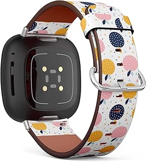 CJBROES Replacement Leather Watch Band, Compatible with Fitbit Versa 3 and Fitbit Sense of Wristband Bracelet Accessory - Childish