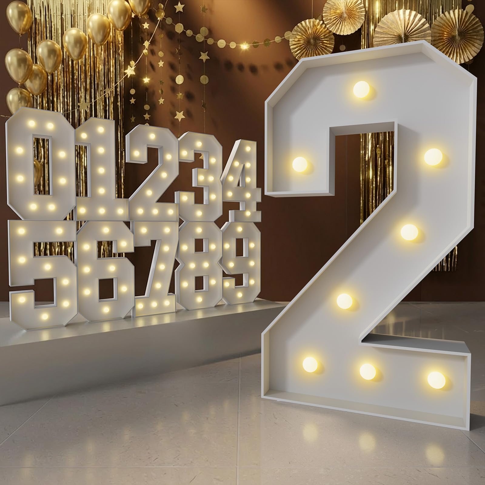 Números iluminados de 2.3 pies con luces LED para decoración elegante de fiestas