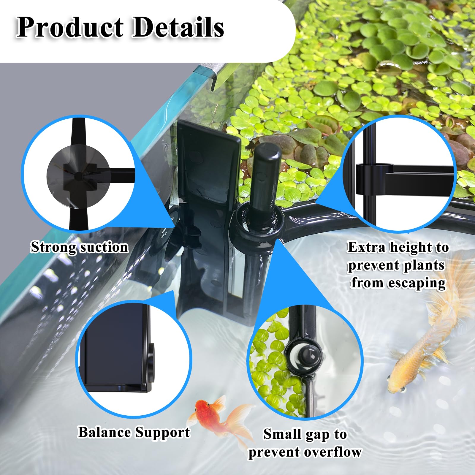 Corral flotante para acuario, accesorios para peceras para separar plantas de lenteja de agua, ajusta automáticamente la altura con el nivel de agua, adecuado para todas las plantas flotantes y todos
