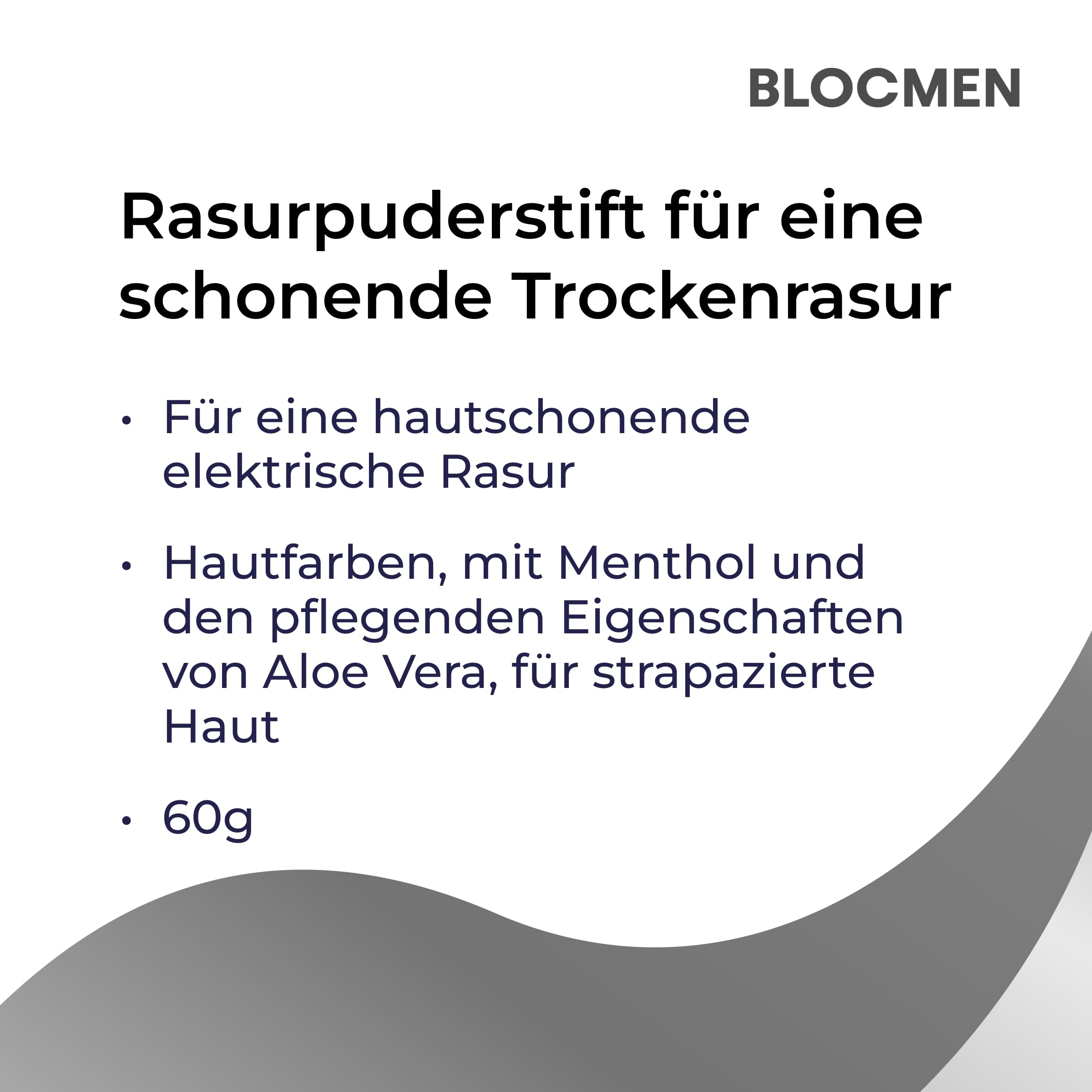 BLOCMEN Aloe Vera Rasurpuderstift 6x 60g für schonende Trockenrasur ohne Hautirritationen - Pre-Shave Powder Stick mit Aloe & Menthol für Männer