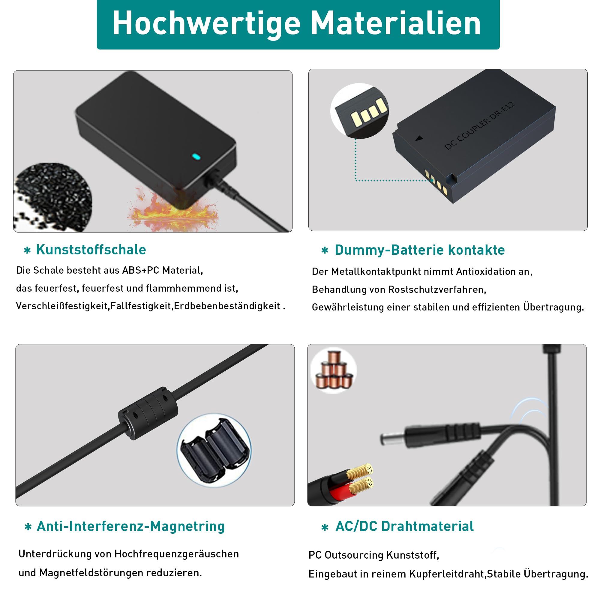 AC/DC ACK-E12 zestaw adapterów, DR-E12 Dummy akumulator zastępczy, pasuje do M50 Mark II, EOS M200, EOS M10, M2 akcesoria do aparatu