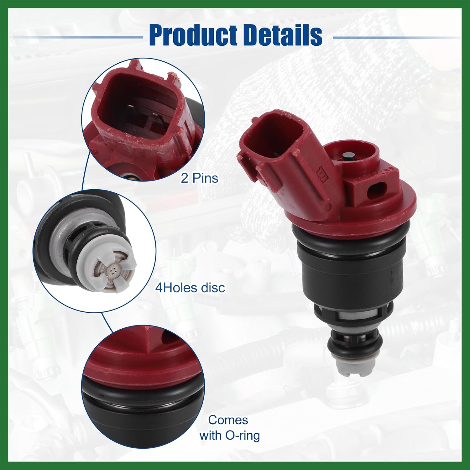 Motoforti Car Fuel Injector Nozzle Replacement Fit for Nissan Altima 2.4L L4 1993-1999 16600-53J00 - Pack of 4 Black Long-lasting