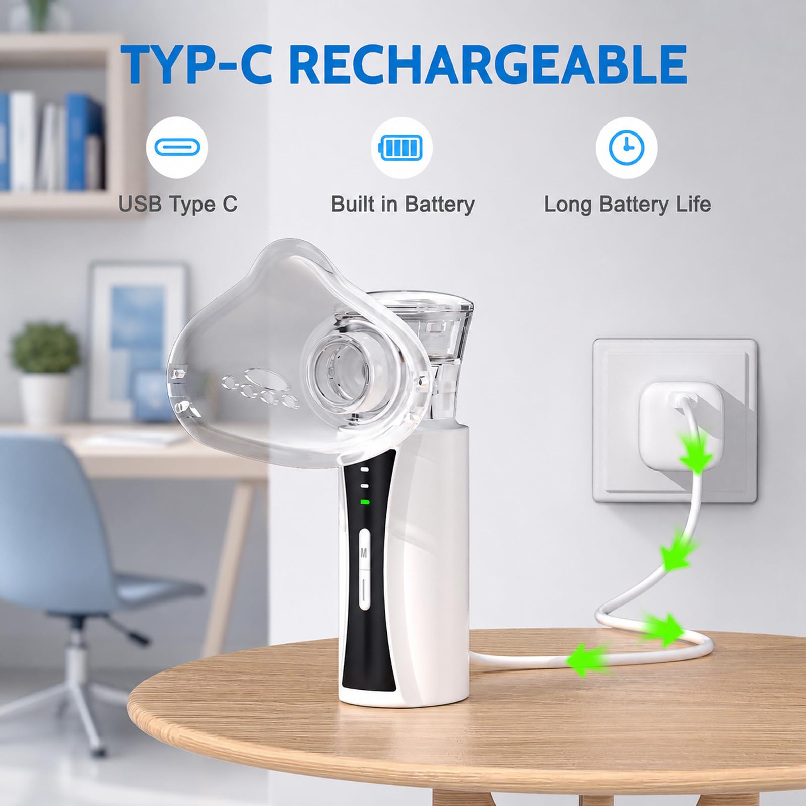 Przenośny nebulizator OLEKE – cichy, ładowany przez USB-C