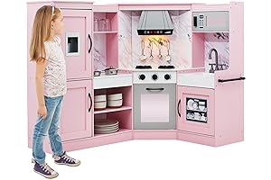 BCP Pretend Play Corner Kitchen: Supreme Kids' Toy Kitchen in Pink