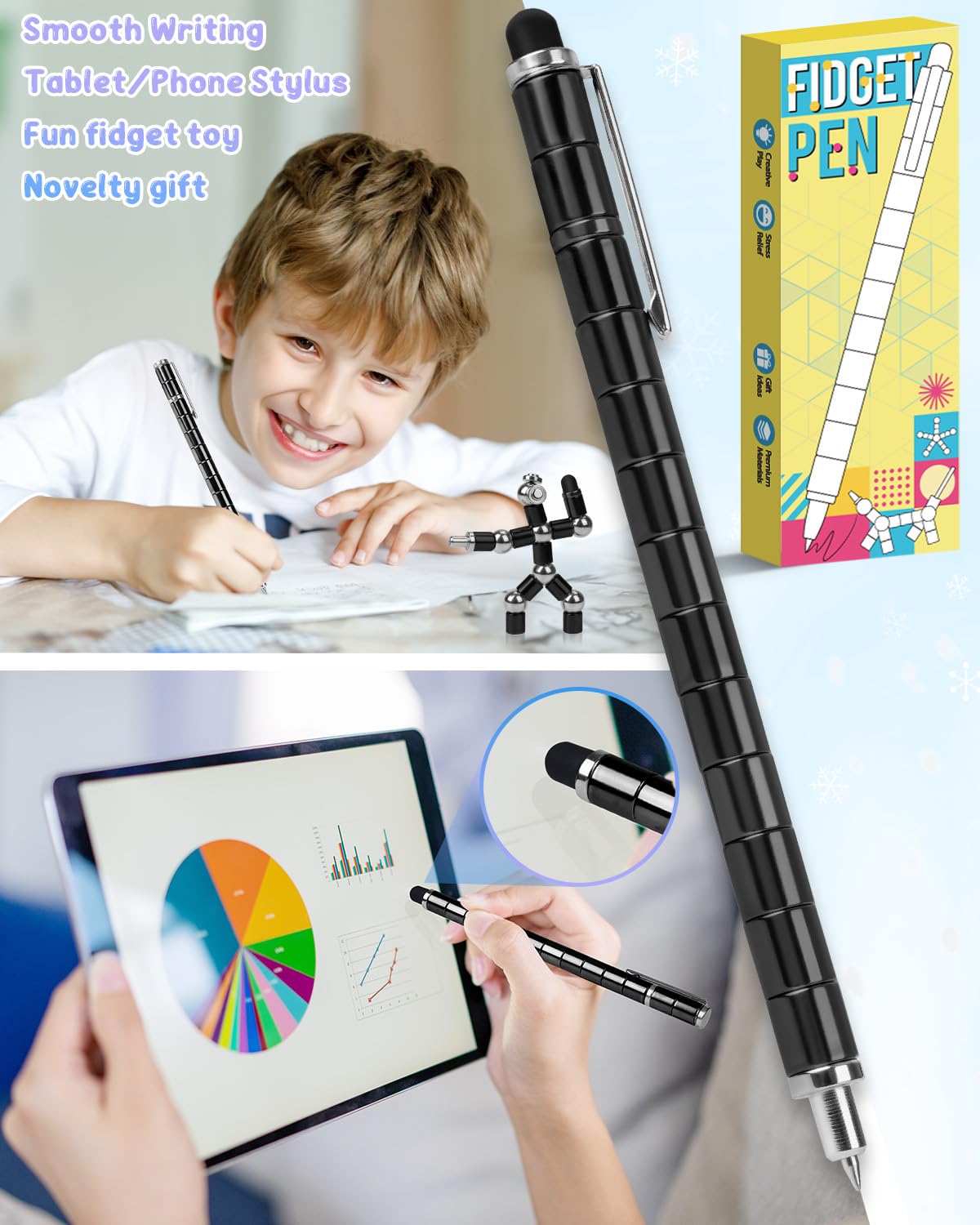 Stocking Stuffers for Teen Boys Girls Magnetic Fidget Pen: Gifts for Kids Men Husband Adults Magnetic Pens Toys Cool Gadgets Teenage Year Old Christmas Birthday Gift Ideas Fun Stress Relief Items