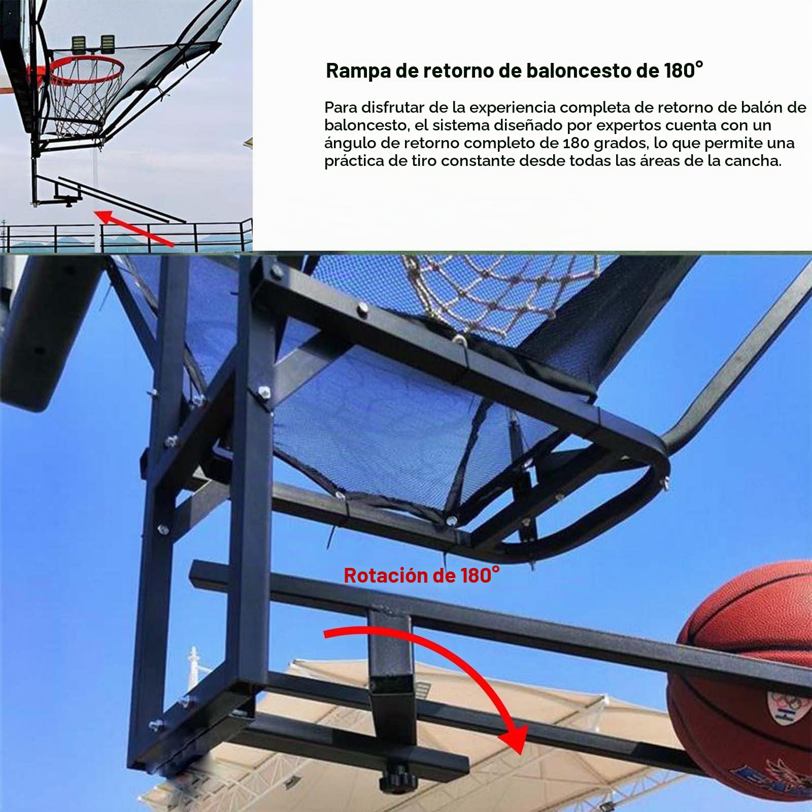 Dispositivo de Devolución Pelota Sistema Colgante Negro Baloncesto Práctica de Ayuda, Sistema metálico de devolución de tiros de baloncesto fácil de montar, Sistema de retorno de baloncesto de práctic