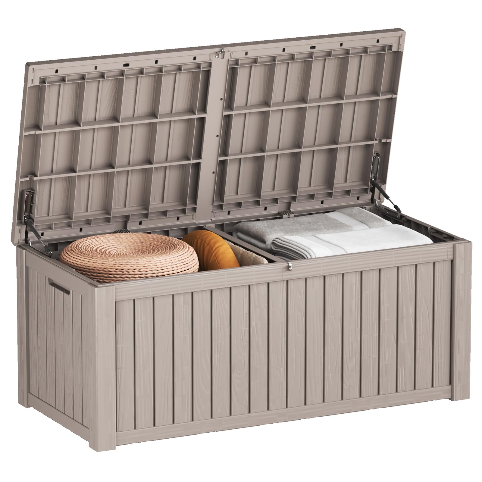 180GAL Brown Versatile Outdoor Deck Box - Waterproof, SGS - Tested UV Protection, Suitable for Various Storage Needs from Pool Accessories to Gardening Supplies
