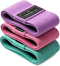 Kit 3 Faixas Elásticas Hip Band em Tecido Premium Antiderrapante – Mini Bands para Glúteos e Pernas com 3 Intensidades, Treino em Casa, Academia, Pilates e Fitness + Bolsa