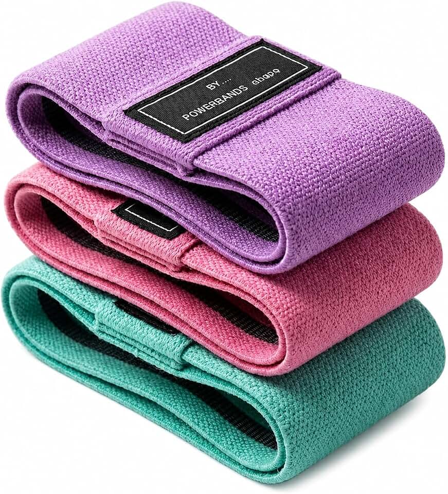 Kit 3 Faixas Elásticas Hip Band em Tecido Premium Antiderrapante – Mini Bands para Glúteos e Pernas com 3 Intensidades, Treino em Casa, Academia, Pilates e Fitness + Bolsa
