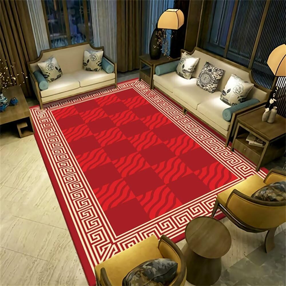 Tapis chambre enfant moderne rouge 120x200cm moquette salon lavable