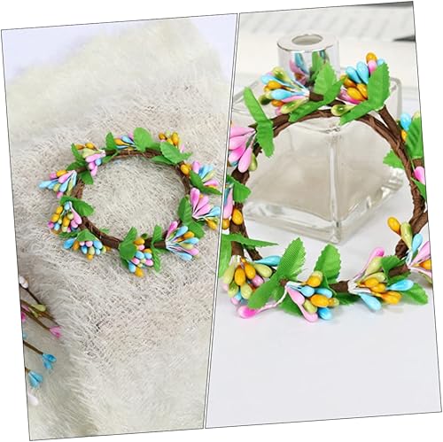 Miniatura 2 de 4 coronas de velas de Pascua para decoración de mesa, portavelas de bayas de primavera, encantadores adornos florales para fiestas en el hogar y