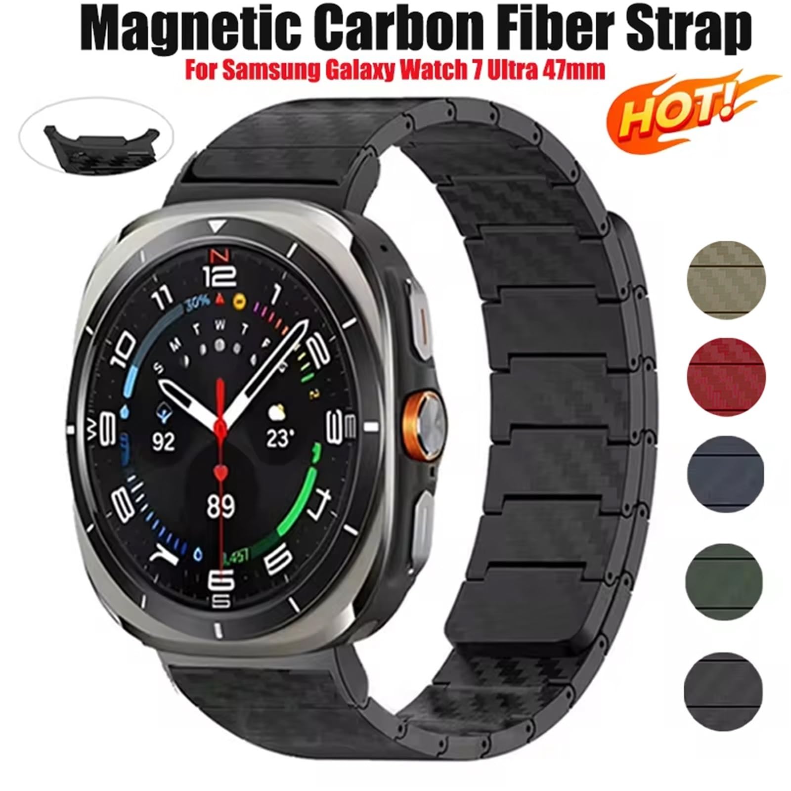 Sangle magnétique en Fibre de Carbone pour la Montre 7 47 mm LTE Bracelet Bracelet Bande de Montre de Montre