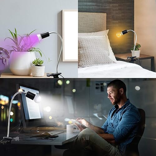 Tank Heat Light,Porcelain Reptile Heat Lamp,Turtle Basking Spot Lamp,Pet Habitat Clamp Clip On Heat Lamp, Aquarium UVA/UVB Light Lamp Holder with 86.6in Cable Dimmable Switch for Lizard Snake(No Bulb)(Black)